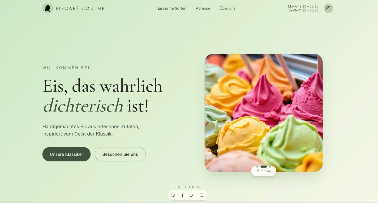 Eiscafé Göthe – Website Screenshot